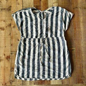 Kori America Dress Women's M Blue White Striped Sundress Beach Nautical Coastal